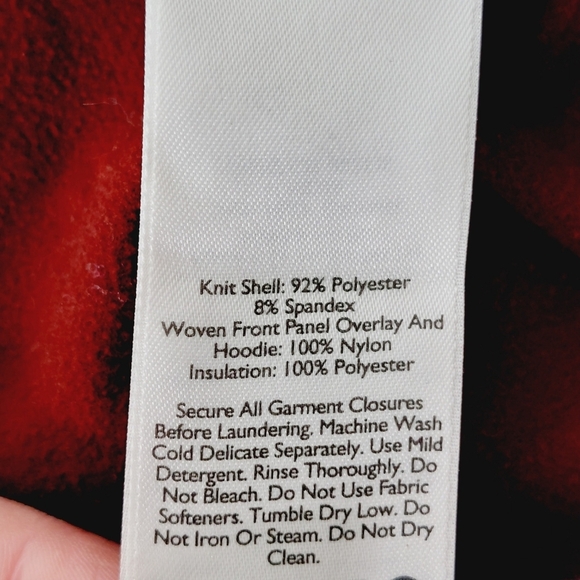 Eddie Bauer Two Tone Red Cozy Soft Fleece and Nylon Puffer Jacket P3685 - Picture 7 of 9